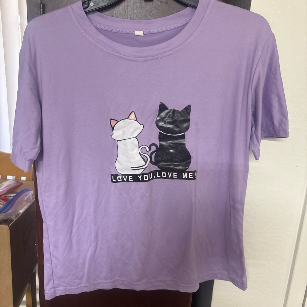 Lavender Cat Graphic Tee